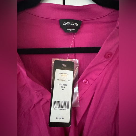 bebe Pink Ruffle Front Blouse - Picture 3 of 3